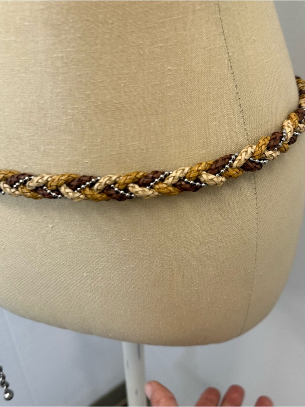 Braided Rope Chain Waist Belt in Brown and Gold - Picture 3 of 8